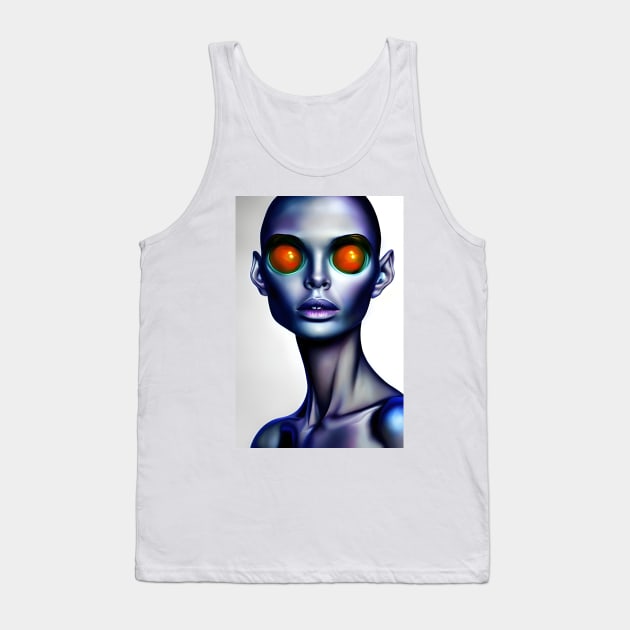 Strange Alien Woman Portrait Face AI Art Tank Top by Christine aka stine1